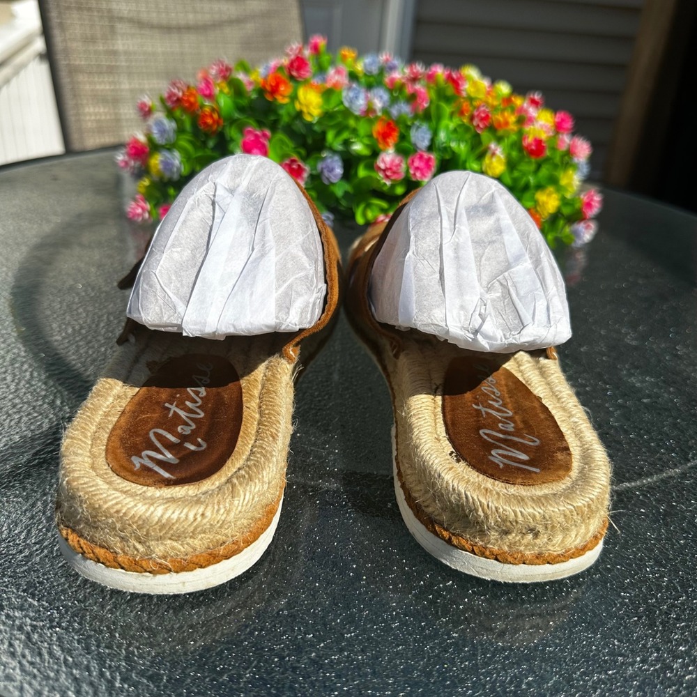 Matisse Cape Tan Suede Double Buckle Espadrille Slide Sandals Womens 7M - Picture 4 of 7